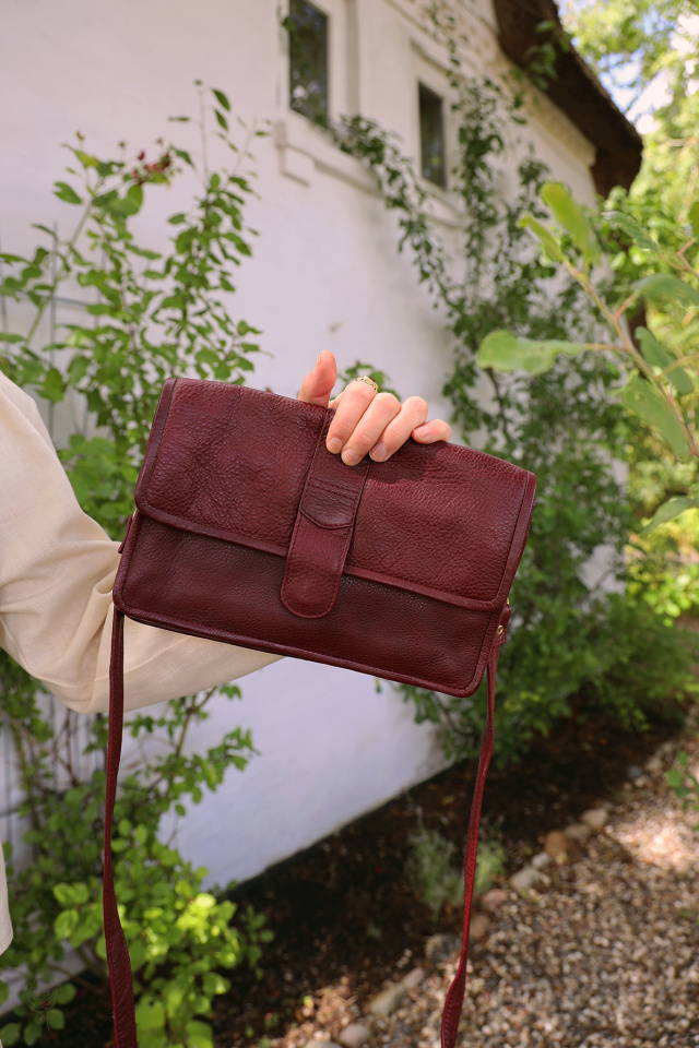 Dark Burgundy Vintage Leather Bag 