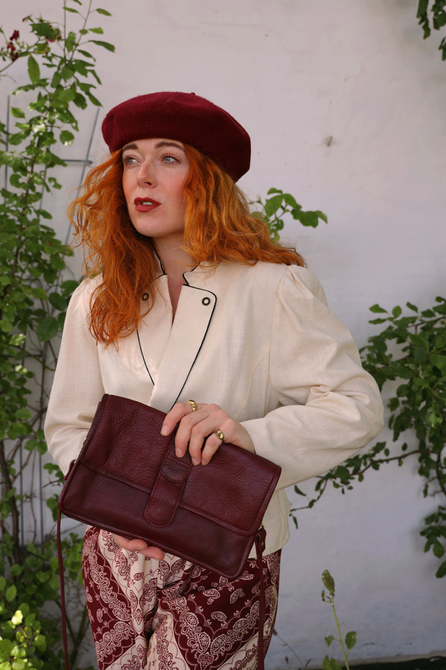 Dark Burgundy Vintage Leather Bag 
