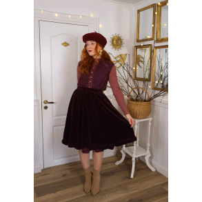 Dark Burgundy Velvet Vintage Skirt | M