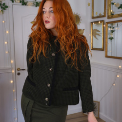 Dark Khaki Wool Vintage Jacket | S