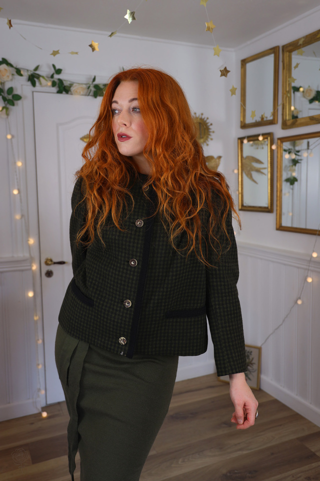 Dark Khaki Wool Vintage Jacket | S