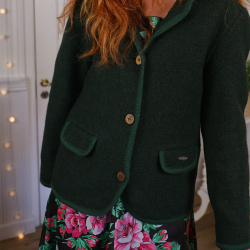 Dark Khaki Green Wool Vintage Jacket | S