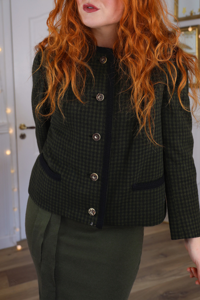 Dark Khaki Wool Vintage Jacket | S
