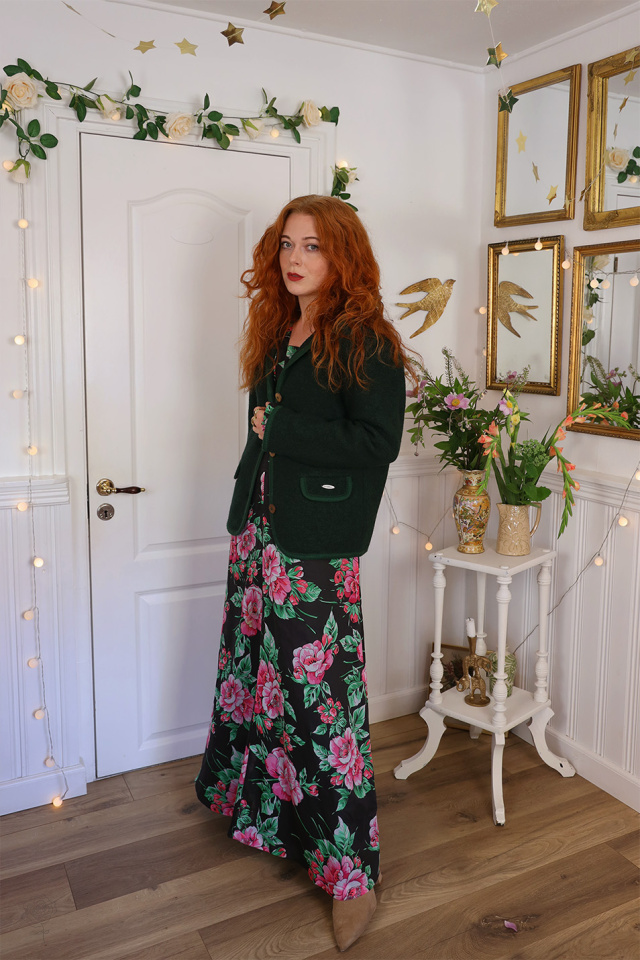 Dark Khaki Green Wool Vintage Jacket | S