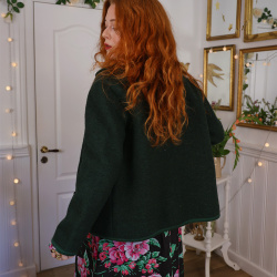 Dark Khaki Green Wool Vintage Jacket | S