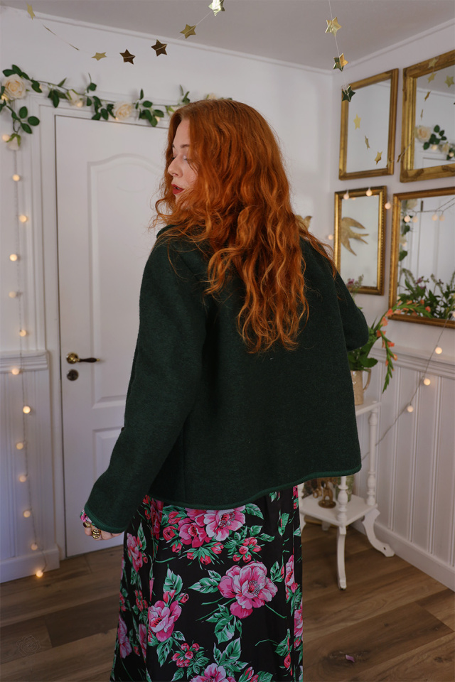 Dark Khaki Green Wool Vintage Jacket | S