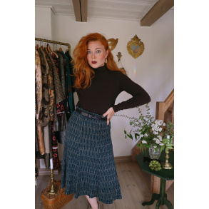 Green Robe Pattern Vintage Skirt | L/XL