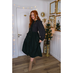 Stunning Dark Grey & Green Vintage Wool Dress | S