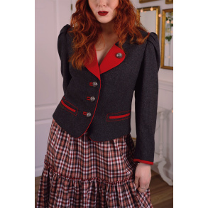 Dark Grey & Red Wool Vintage Jacket | M