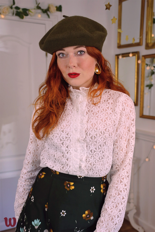 Khaki Green Wool Beret 
