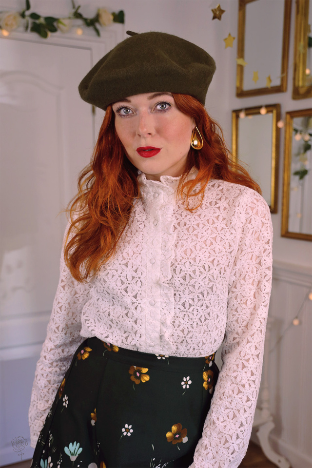 Khaki Green Wool Beret 