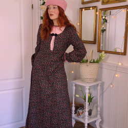 Black Rose 70's Vintage Maxi Dress | M/L