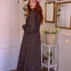 Black Rose 70's Vintage Maxi Dress | M/L