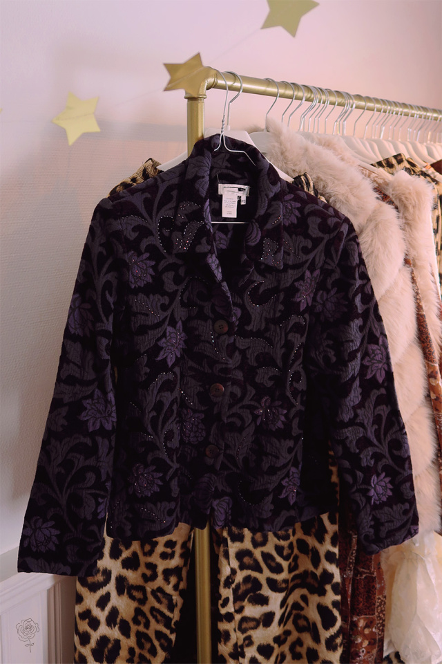 Dark Purple Floral Vintage Jacket | XS/S