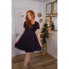 Shiny Purple Mini Vintage Dress | S