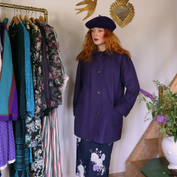 Dark Purple Wool Vintage Coat | M