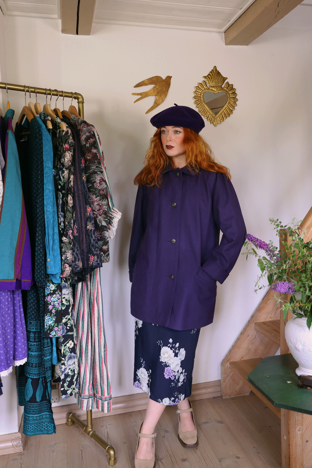 Dark Purple Wool Vintage Coat | M