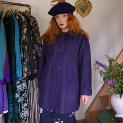 Dark Purple Wool Vintage Coat | M
