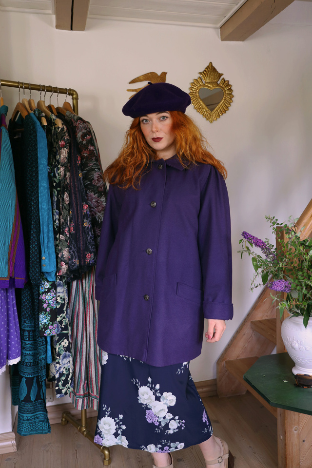 Dark Purple Wool Vintage Coat | M