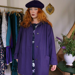 Dark Purple Wool Vintage Coat | M