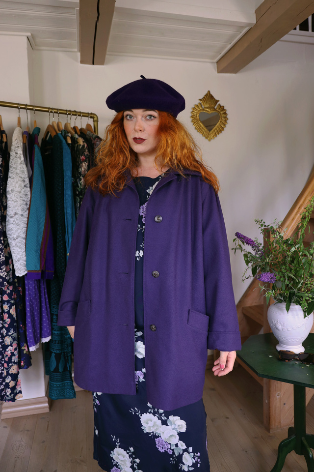Dark Purple Wool Vintage Coat | M