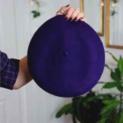 Dark Purple Wool Beret 
