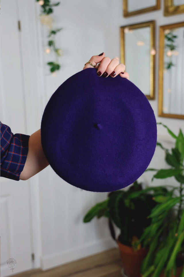 Dark Purple Wool Beret 