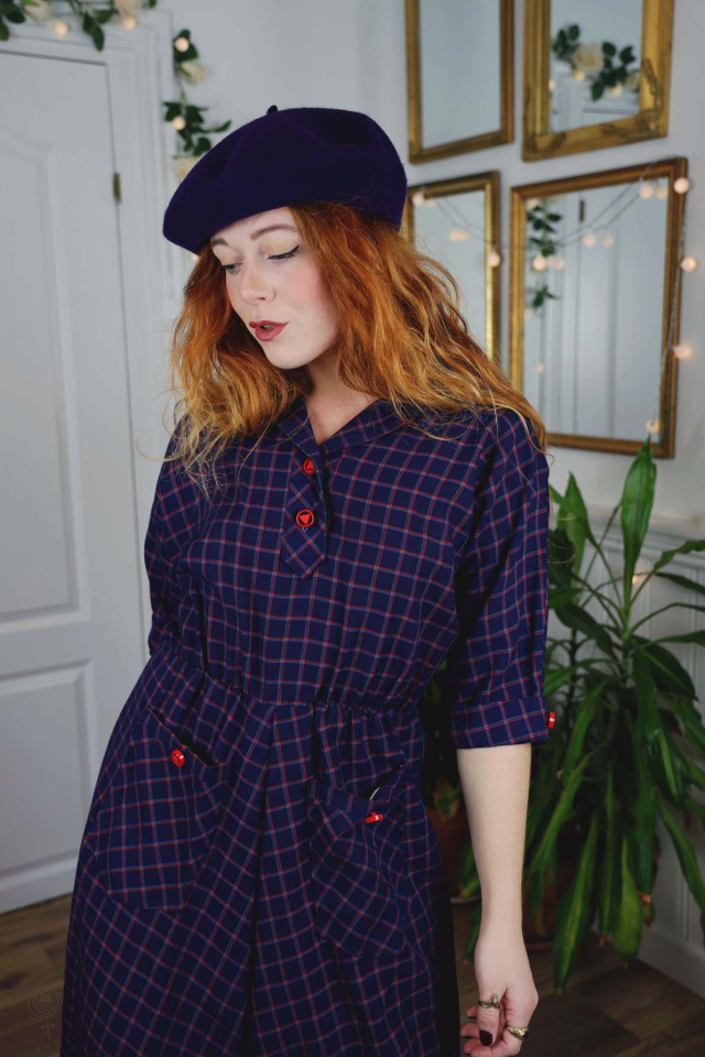 Dark Purple Wool Beret 