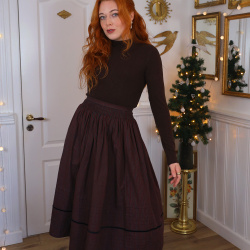 Burgundy Black Striped Vintage Skirt | S