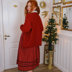Dark Red Christmassy Vintage Cardigan | L