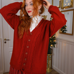 Dark Red Christmassy Vintage Cardigan | L