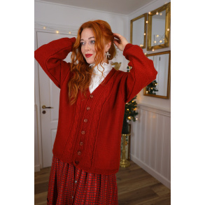 Dark Red Christmassy Vintage Cardigan | L