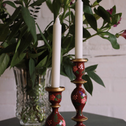 Small Dark Red Handpainted Candle Holder 