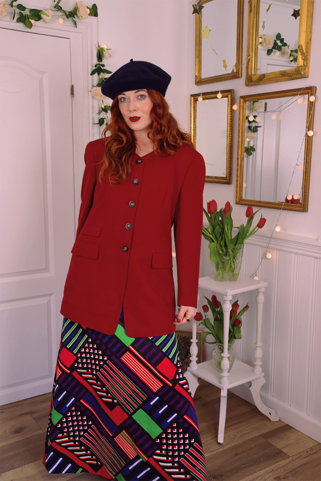 Dark Red Elegant Vintage Blazer | M/L