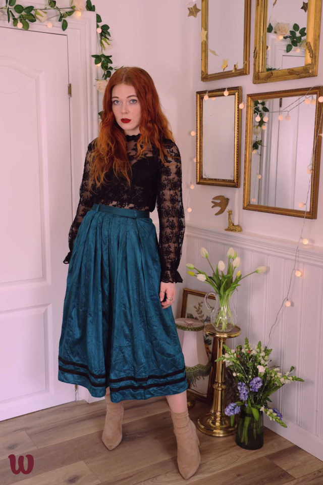 Shiny Dark Turquoise Skirt | S