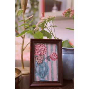 Brown Wooden Frame w. Postcard by Elise Buch