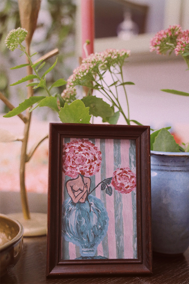 Brown Wooden Frame w. Postcard by Elise Buch