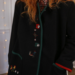 Black Embroidered Wool Vintage Jacket | M