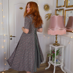 Delicate Romantic Green Floral 90's Dress | S