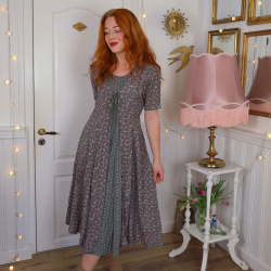 Delicate Romantic Green Floral 90's Dress | S