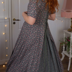 Delicate Romantic Green Floral 90's Dress | S
