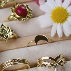 Delicate Moon Brass Ring