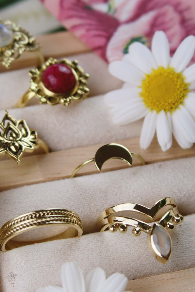 Delicate Moon Brass Ring