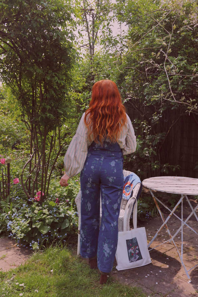 Blue Floral Dungarees 