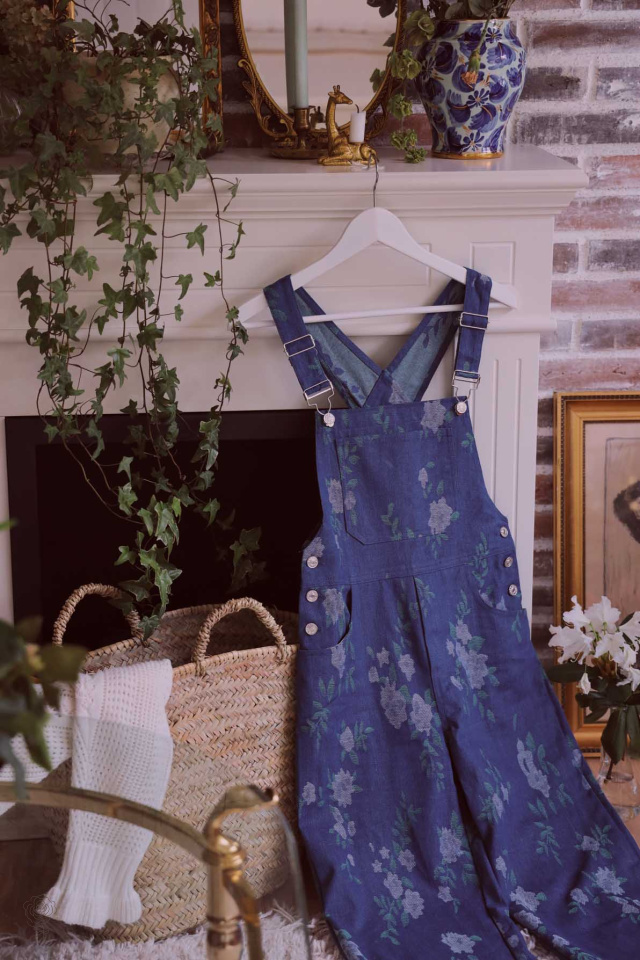 Blue Floral Dungarees 