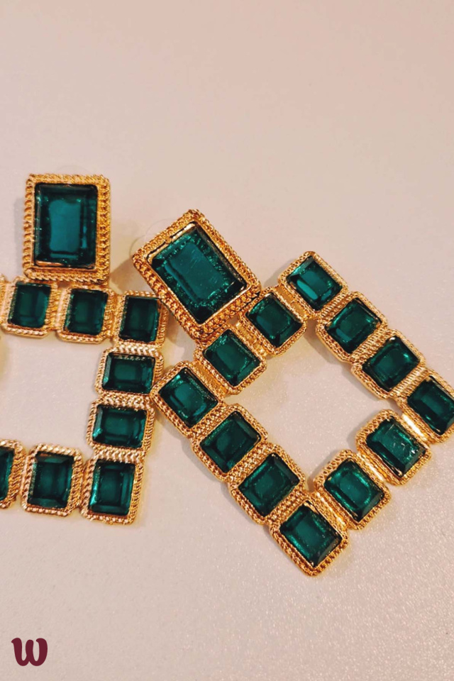 Disco Diamond Earrings | Green