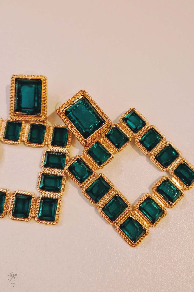 Disco Diamond Earrings | Green