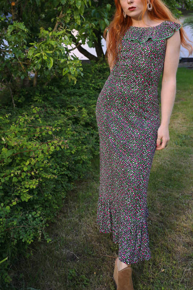 Dotted 70's Maxi Dress | S