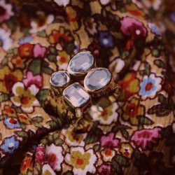 Double Diamond Gemstone Brass Ring