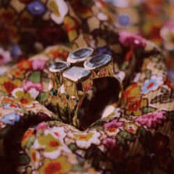 Double Diamond Gemstone Brass Ring